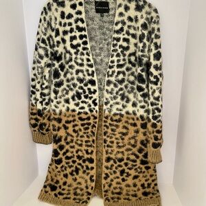 Buckle Black Women's Fuzzy Black Beige Brown Animal Print Sweater Size S